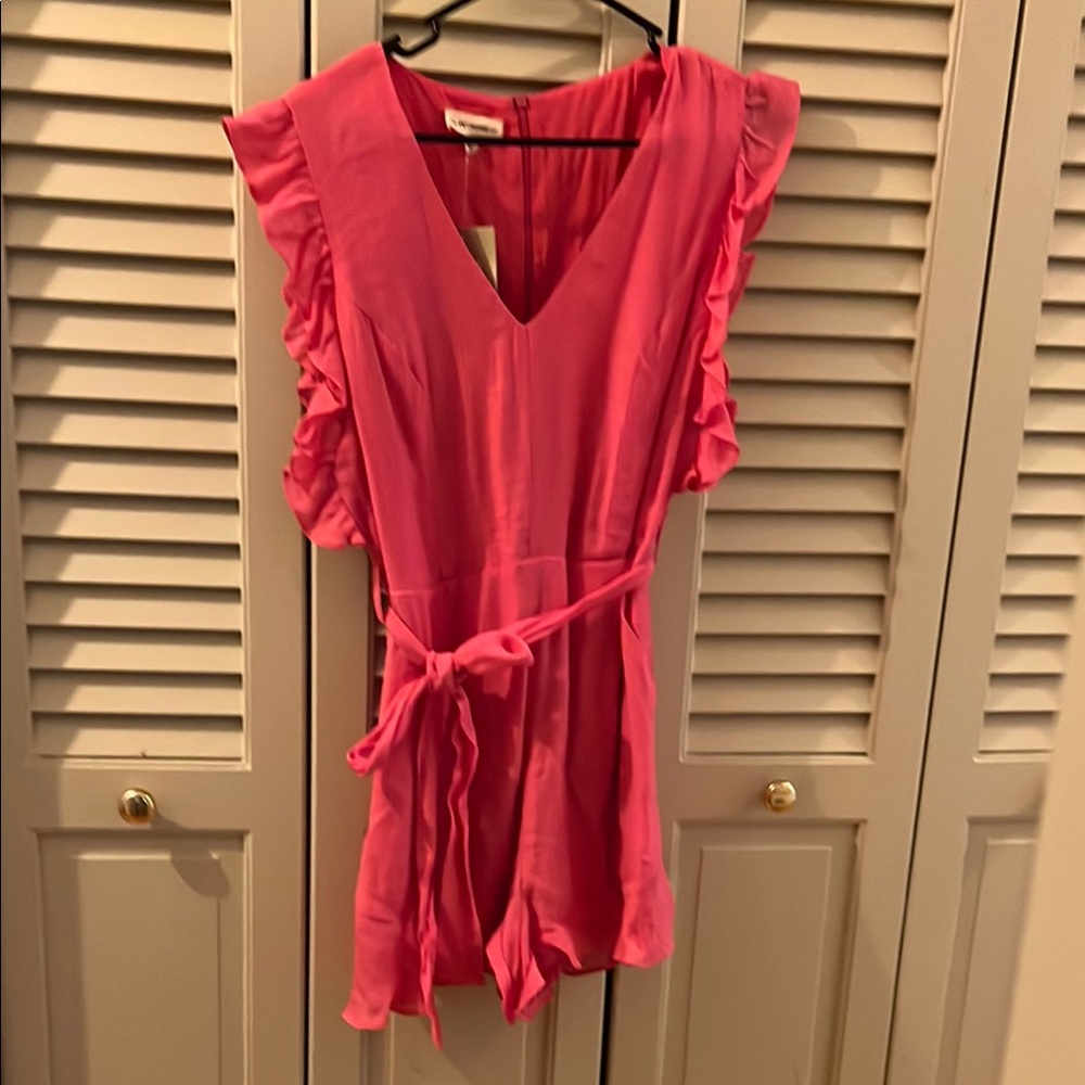 NWT Pink Ruffled V-Neck Romper